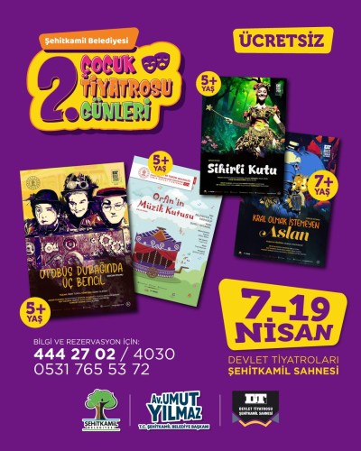 ŞEHİTKAMİL’DE 2. ÇOCUK TİYATROSU GÜNLERİ BAŞLIYOR